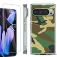 thumbnail image 1 of For Google Pixel 9 Pro XL Phone Case Cover, Shockproof Bumper Case with Tempered Glass Screen Protector, by OneToughShield - Camo Green, 1 of 4