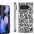 thumbnail image 1 of For Google Pixel 9 Pro XL Phone Case Cover, Shockproof Bumper Case with Tempered Glass Screen Protector, by OneToughShield - Cheetah B/W, 1 of 4