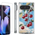 thumbnail image 1 of For Google Pixel 9 Pro XL Phone Case Cover, Shockproof Bumper Case with Tempered Glass Screen Protector, by OneToughShield - Cherry Bliss, 1 of 4