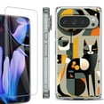 thumbnail image 1 of For Google Pixel 9 Pro XL Phone Case Cover, Shockproof Bumper Case with Tempered Glass Screen Protector, by OneToughShield - Chill Cat, 1 of 4
