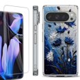thumbnail image 1 of For Google Pixel 9 Pro XL Phone Case Cover, Shockproof Bumper Case with Tempered Glass Screen Protector, by OneToughShield - Cornflower, 1 of 4