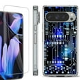thumbnail image 1 of For Google Pixel 9 Pro XL Phone Case Cover, Shockproof Bumper Case with Tempered Glass Screen Protector, by OneToughShield - Cosmos Circuit, 1 of 4