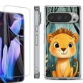thumbnail image 1 of For Google Pixel 9 Pro XL Phone Case Cover, Shockproof Bumper Case with Tempered Glass Screen Protector, by OneToughShield - Curious Lion Cub, 1 of 4