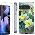 thumbnail image 1 of For Google Pixel 9 Pro XL Phone Case Cover, Shockproof Bumper Case with Tempered Glass Screen Protector, by OneToughShield - Daffodils, 1 of 4
