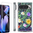 thumbnail image 1 of For Google Pixel 9 Pro XL Phone Case Cover, Shockproof Bumper Case with Tempered Glass Screen Protector, by OneToughShield - Daisy Paint, 1 of 4
