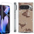 thumbnail image 1 of For Google Pixel 9 Pro XL Phone Case Cover, Shockproof Bumper Case with Tempered Glass Screen Protector, by OneToughShield - Desert Camo, 1 of 4