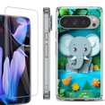 thumbnail image 1 of For Google Pixel 9 Pro XL Phone Case Cover, Shockproof Bumper Case with Tempered Glass Screen Protector, by OneToughShield - Elephant Craft, 1 of 4