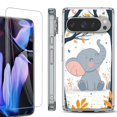 thumbnail image 1 of For Google Pixel 9 Pro XL Phone Case Cover, Shockproof Bumper Case with Tempered Glass Screen Protector, by OneToughShield - Elephant Smile, 1 of 4