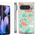 thumbnail image 1 of For Google Pixel 9 Pro XL Phone Case Cover, Shockproof Bumper Case with Tempered Glass Screen Protector, by OneToughShield - Flamingo, 1 of 4