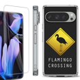 thumbnail image 1 of For Google Pixel 9 Pro XL Phone Case Cover, Shockproof Bumper Case with Tempered Glass Screen Protector, by OneToughShield - Flamingo, 1 of 4