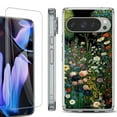 thumbnail image 1 of For Google Pixel 9 Pro XL Phone Case Cover, Shockproof Bumper Case with Tempered Glass Screen Protector, by OneToughShield - Flowery Garden, 1 of 4