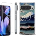 thumbnail image 1 of For Google Pixel 9 Pro XL Phone Case Cover, Shockproof Bumper Case with Tempered Glass Screen Protector, by OneToughShield - Fuji Blossom, 1 of 4