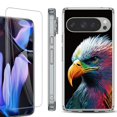 thumbnail image 1 of For Google Pixel 9 Pro XL Phone Case Cover, Shockproof Bumper Case with Tempered Glass Screen Protector, by OneToughShield - Geometric Eagle, 1 of 4