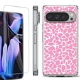 thumbnail image 1 of For Google Pixel 9 Pro XL Phone Case Cover, Shockproof Bumper Case with Tempered Glass Screen Protector, by OneToughShield - Giraffe/Pink, 1 of 4