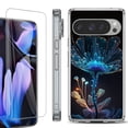 thumbnail image 1 of For Google Pixel 9 Pro XL Phone Case Cover, Shockproof Bumper Case with Tempered Glass Screen Protector, by OneToughShield - Glowing Flower, 1 of 4