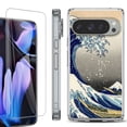 thumbnail image 1 of For Google Pixel 9 Pro XL Phone Case Cover, Shockproof Bumper Case with Tempered Glass Screen Protector, by OneToughShield - Great Wave, 1 of 4