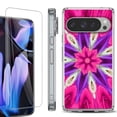 thumbnail image 1 of For Google Pixel 9 Pro XL Phone Case Cover, Shockproof Bumper Case with Tempered Glass Screen Protector, by OneToughShield - Kaleidoscope Rose, 1 of 4