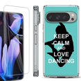 thumbnail image 1 of For Google Pixel 9 Pro XL Phone Case Cover, Shockproof Bumper Case with Tempered Glass Screen Protector, by OneToughShield - Keep Calm / Dancing, 1 of 4