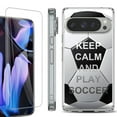 thumbnail image 1 of For Google Pixel 9 Pro XL Phone Case Cover, Shockproof Bumper Case with Tempered Glass Screen Protector, by OneToughShield - Keep Calm Soccer, 1 of 4