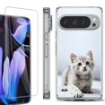 thumbnail image 1 of For Google Pixel 9 Pro XL Phone Case Cover, Shockproof Bumper Case with Tempered Glass Screen Protector, by OneToughShield - Kitty Cat, 1 of 4