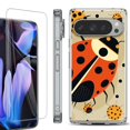 thumbnail image 1 of For Google Pixel 9 Pro XL Phone Case Cover, Shockproof Bumper Case with Tempered Glass Screen Protector, by OneToughShield - Lady Bettle, 1 of 4
