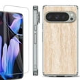 thumbnail image 1 of For Google Pixel 9 Pro XL Phone Case Cover, Shockproof Bumper Case with Tempered Glass Screen Protector, by OneToughShield - Marble/Coffee Tone, 1 of 4