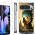 thumbnail image 1 of For Google Pixel 9 Pro XL Phone Case Cover, Shockproof Bumper Case with Tempered Glass Screen Protector, by OneToughShield - Melting Clock, 1 of 4