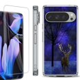 thumbnail image 1 of For Google Pixel 9 Pro XL Phone Case Cover, Shockproof Bumper Case with Tempered Glass Screen Protector, by OneToughShield - Midnight Deer, 1 of 4