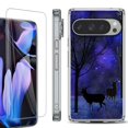 thumbnail image 1 of For Google Pixel 9 Pro XL Phone Case Cover, Shockproof Bumper Case with Tempered Glass Screen Protector, by OneToughShield - Midnight Forest, 1 of 4