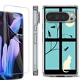 thumbnail image 1 of For Google Pixel 9 Pro XL Phone Case Cover, Shockproof Bumper Case with Tempered Glass Screen Protector, by OneToughShield - Moon/Cat, 1 of 4