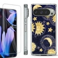 thumbnail image 1 of For Google Pixel 9 Pro XL Phone Case Cover, Shockproof Bumper Case with Tempered Glass Screen Protector, by OneToughShield - Moon Sun Star, 1 of 4