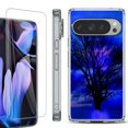 thumbnail image 1 of For Google Pixel 9 Pro XL Phone Case Cover, Shockproof Bumper Case with Tempered Glass Screen Protector, by OneToughShield - Night Tree, 1 of 4