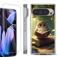 thumbnail image 1 of For Google Pixel 9 Pro XL Phone Case Cover, Shockproof Bumper Case with Tempered Glass Screen Protector, by OneToughShield - Owl Reading, 1 of 4