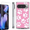 thumbnail image 1 of For Google Pixel 9 Pro XL Phone Case Cover, Shockproof Bumper Case with Tempered Glass Screen Protector, by OneToughShield - Pet Paw/ Pink, 1 of 4