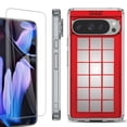 thumbnail image 1 of For Google Pixel 9 Pro XL Phone Case Cover, Shockproof Bumper Case with Tempered Glass Screen Protector, by OneToughShield - Phone Booth Red, 1 of 4