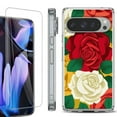 thumbnail image 1 of For Google Pixel 9 Pro XL Phone Case Cover, Shockproof Bumper Case with Tempered Glass Screen Protector, by OneToughShield - Radiant Rose, 1 of 4