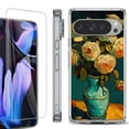 thumbnail image 1 of For Google Pixel 9 Pro XL Phone Case Cover, Shockproof Bumper Case with Tempered Glass Screen Protector, by OneToughShield - Roses in a vase, 1 of 4