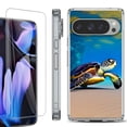thumbnail image 1 of For Google Pixel 9 Pro XL Phone Case Cover, Shockproof Bumper Case with Tempered Glass Screen Protector, by OneToughShield - Sea Turtle Beach, 1 of 4