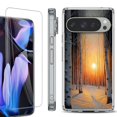 thumbnail image 1 of For Google Pixel 9 Pro XL Phone Case Cover, Shockproof Bumper Case with Tempered Glass Screen Protector, by OneToughShield - Snow Forest, 1 of 4