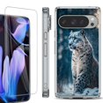thumbnail image 1 of For Google Pixel 9 Pro XL Phone Case Cover, Shockproof Bumper Case with Tempered Glass Screen Protector, by OneToughShield - Snow Leopard, 1 of 4