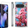 thumbnail image 1 of For Google Pixel 9 Pro XL Phone Case Cover, Shockproof Bumper Case with Tempered Glass Screen Protector, by OneToughShield - Spring Blossom, 1 of 4