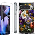 thumbnail image 1 of For Google Pixel 9 Pro XL Phone Case Cover, Shockproof Bumper Case with Tempered Glass Screen Protector, by OneToughShield - Spring Flower, 1 of 4
