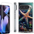 thumbnail image 1 of For Google Pixel 9 Pro XL Phone Case Cover, Shockproof Bumper Case with Tempered Glass Screen Protector, by OneToughShield - Starfish, 1 of 4