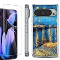 thumbnail image 1 of For Google Pixel 9 Pro XL Phone Case Cover, Shockproof Bumper Case with Tempered Glass Screen Protector, by OneToughShield - Starry Night Rhone, 1 of 4