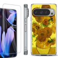 thumbnail image 1 of For Google Pixel 9 Pro XL Phone Case Cover, Shockproof Bumper Case with Tempered Glass Screen Protector, by OneToughShield - Sunflower, 1 of 4