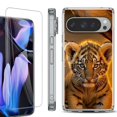 thumbnail image 1 of For Google Pixel 9 Pro XL Phone Case Cover, Shockproof Bumper Case with Tempered Glass Screen Protector, by OneToughShield - Tiger Cub, 1 of 4