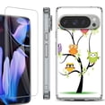 thumbnail image 1 of For Google Pixel 9 Pro XL Phone Case Cover, Shockproof Bumper Case with Tempered Glass Screen Protector, by OneToughShield - Tree Owl, 1 of 4