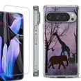 thumbnail image 1 of For Google Pixel 9 Pro XL Phone Case Cover, Shockproof Bumper Case with Tempered Glass Screen Protector, by OneToughShield - Twilight Safari, 1 of 4