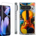 thumbnail image 1 of For Google Pixel 9 Pro XL Phone Case Cover, Shockproof Bumper Case with Tempered Glass Screen Protector, by OneToughShield - Violin, 1 of 4