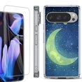 thumbnail image 1 of For Google Pixel 9 Pro XL Phone Case Cover, Shockproof Bumper Case with Tempered Glass Screen Protector, by OneToughShield - Whimsical Moon, 1 of 4